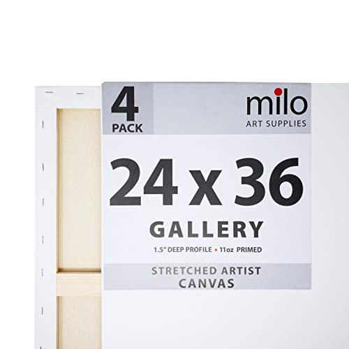 milo Stretched Artist Canvas, 24x36 inch, 4 Pack, 1.5” inch Profile - size: 24" x 36" Pack of 4