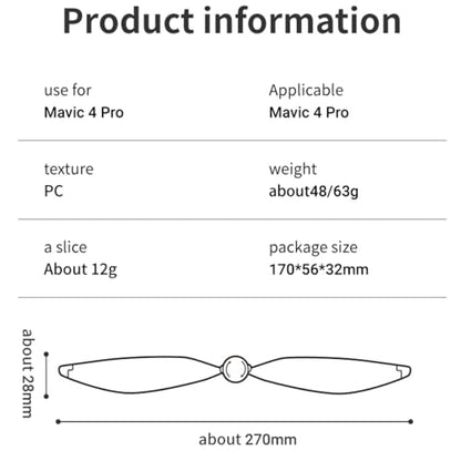 2 Pairs of Mavic 4 Pro Propellers, Quick Release Low Noise Propeller Blades Compatible with DJI Mavic 4 Pro Drone Accessories