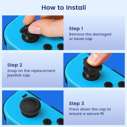 12 Pack Replacement Joystick Caps Thumb Grips for Nintendo Switch/OLED/Lite, Anti-Slip TPU Diamond Texture Analog Stick Covers for JoyCon Controller Repair Kit Accessories
