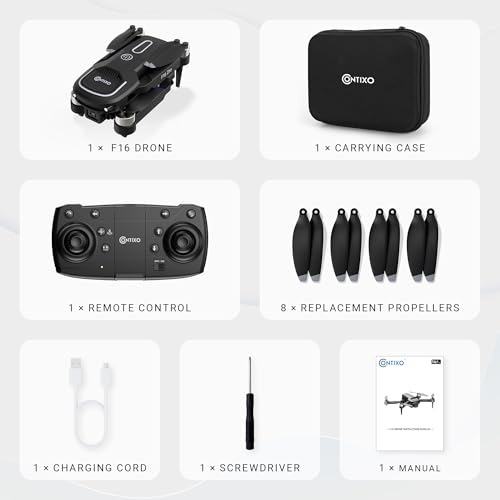 Contixo F16 Camera Drone For Kids, 360° Flip Brushless Motor 2.4G RC Quadcopter Foldable Gesture Control FPV Flying Drones with 17 Mins Intelligent Flight Time For Beginners children Indoor Outdoor - style: F16