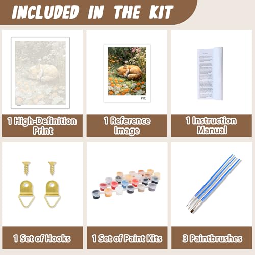 XTCIXAL Paint by Numbers Kit for Adults, Fox, 16X20 Inch - color: 18-Fox