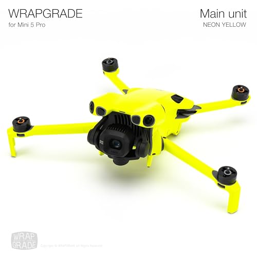 WRAPGRADE Skin Stickers Compatible with DJI Mini 5 Pro (Neon Yellow) - color: Neon Yellow