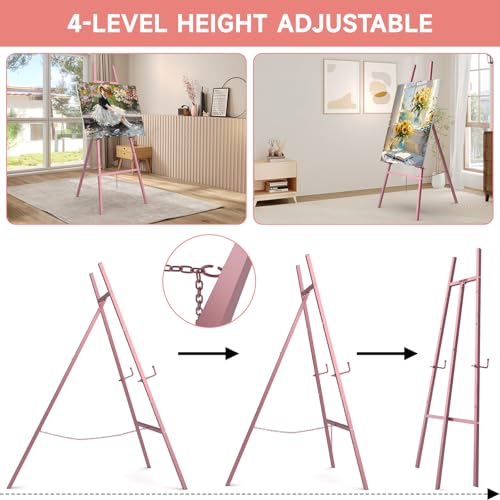 Easel Stand for Wedding Sign, 4-Tier Height Adjustable, Rose Gold - color: Rose Gold