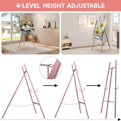 Easel Stand for Wedding Sign, 4-Tier Height Adjustable, Rose Gold - color: Rose Gold