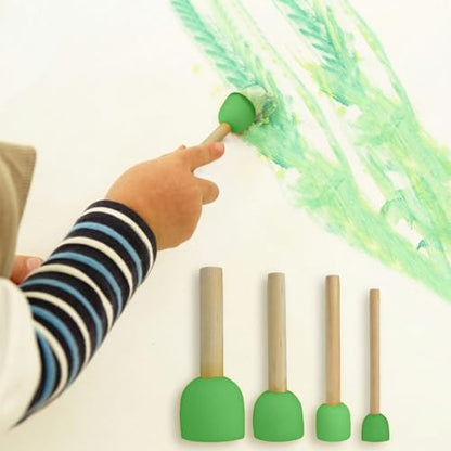 WAFJAMF 60 Pcs Round Sponges Brush Set 4 Sizes DIY Painting Tools Green - color: Green