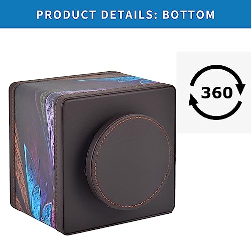 Square Leather 360°Rotatable Pencil Holders,Remote Control Holder,Spinning Bedside TV Remote Caddy,Desktop Organizer for Pen,Media Controller,Phone,Glasses,Office Supplies Storage Box(Blue)