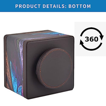 Square Leather 360°Rotatable Pencil Holders,Remote Control Holder,Spinning Bedside TV Remote Caddy,Desktop Organizer for Pen,Media Controller,Phone,Glasses,Office Supplies Storage Box(Blue)