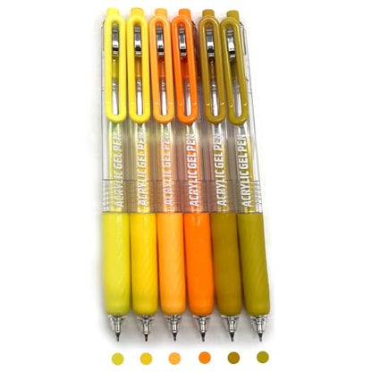 6 Colors 0.7mm Fine Pointed Acrylic Gel Pen Set,Warm Yellow - color: Yellow