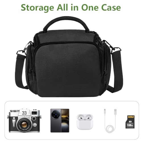 Ainiv DSLR Camera Bag, Large Waterproof Anti-Shock SLR Camera Case, Black - color: Black