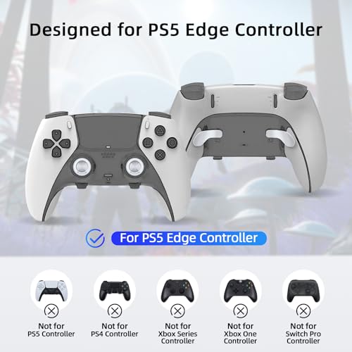 Mcbazel 10 in 1 Metal Thumbsticks Replacement for PS5 Edge Controller, 4 Back Paddles Triggers Buttons + 6 Metal Joystick Caps, Accessories Kit for PS5 - Silver