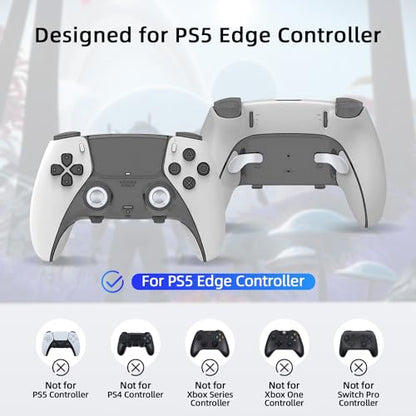Mcbazel 10 in 1 Metal Thumbsticks Replacement for PS5 Edge Controller, 4 Back Paddles Triggers Buttons + 6 Metal Joystick Caps, Accessories Kit for PS5 - Silver