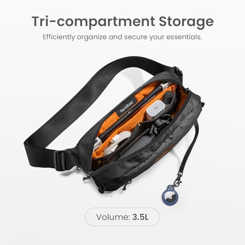 tomtoc 3.5L Sling Bag with RFID Blocking Crossbody Chest Pack for Men Women - color: Black, size: 3.5L