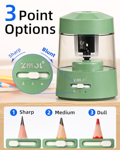 ZMOL Electric Pencil Sharpener Battery Powered, 6-12mm Jumbo Pencils,Green - color: Green