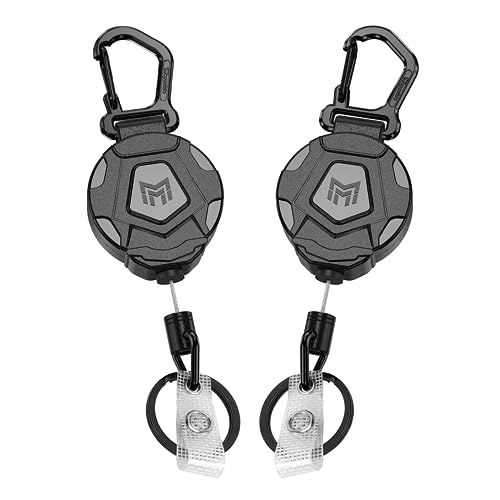 MNGARISTA 2-Pack Retractable Keychain, Heavy Duty Carabiner Badge Holder, Tactical ID Badge Reel Key Chain with 31.5” Steel Retractable Cord, 8.0 oz - style: 2-Pack