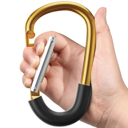 SURDOCA Stroller Hooks for Bags, Large Aluminum Clips, Universal Pram Use - color: Gold, size: 1pc