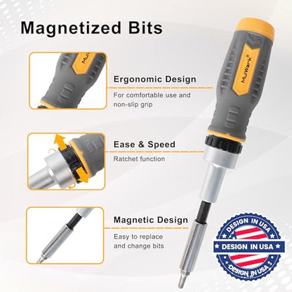 MULWARK Screwdriver Bit Set & Socket Kit, 77-Pieces Ratcheting Screwdriver Set with Case, 77 in 1 Multi Bit Screw Driver for Home DIY, Electronics, Car Emergency and Garage