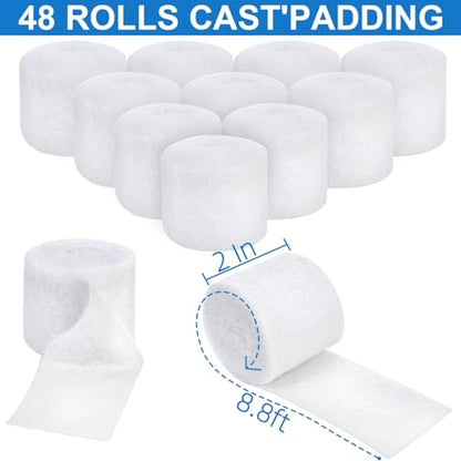 Coloch 48 Rolls Cast Padding, Soft Cotton Undercast Padding Gauze Bandage Wrap Roll Use with Plaster Cloth Individually Packed for Crafts, Body Casts, Mask Making & Art Projects, 2" x8.8ft