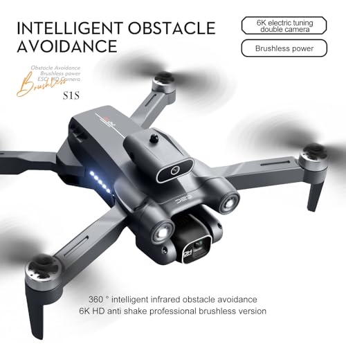 Sonilco S1S Mini Drone with Dual Lens Camera, Brushless Motor, 4-Sided Obstacle Avoidance, LED Light Bar, Altitude Hold, One-Key Return, Wi-Fi FPV, 18min Flight Time, 2 Batteries – Foldable Design (Ages 14+)