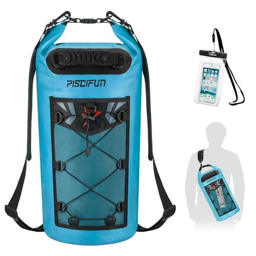 Piscifun Dry Bag, Waterproof Floating Backpack 10L/20L/30L/40L - color: Light Blue, style: 20l