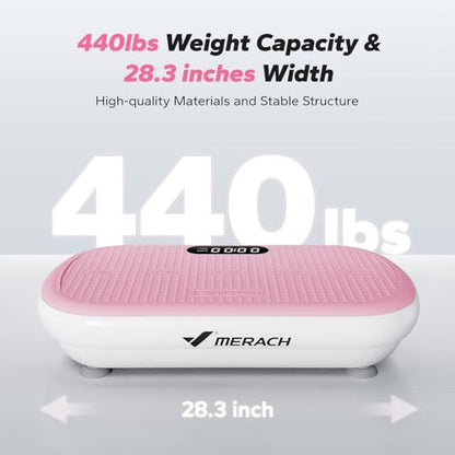 Merach CV40 Curved Vibration Plate Exercise Machine with 440lbs Capacity - color: Pink