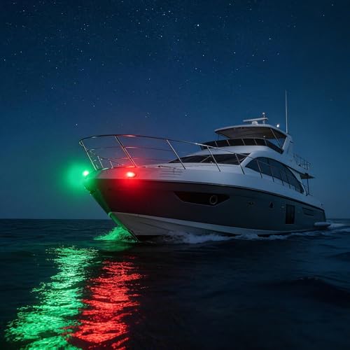Obcursco LED Boat Navigation Lights, Red and Green Vertical Mount Bow Light - color: Electroplate Silver