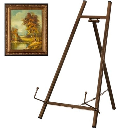 Leinuosen 1 Pcs Metal Tabletop Easel Stand, Tripod Display,Brown - color: Brown
