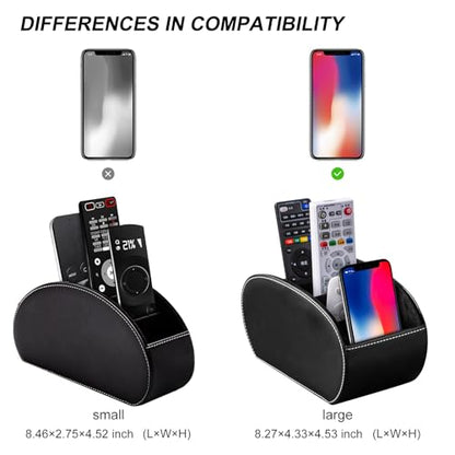 PU Leather Multi-Functional Office Organizer Box Remote Control Holder Desk - color: Black