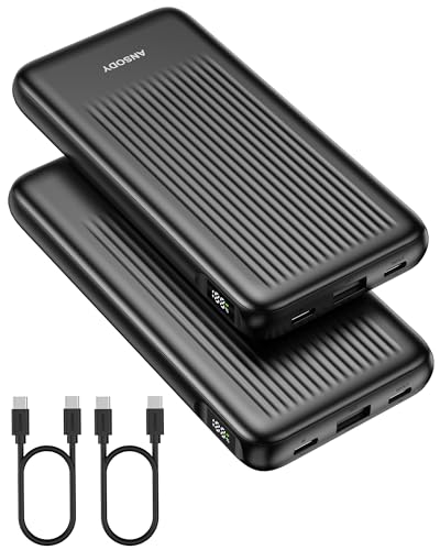 2-Pack Power Bank, 10000mAh 22.5W Fast Charging Portable Charger - color: Black & Black