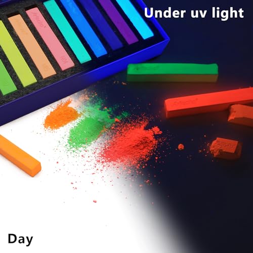 Artecho 12pcs Neon Soft Pastels, Square Chalk - style: 12 neon colors long