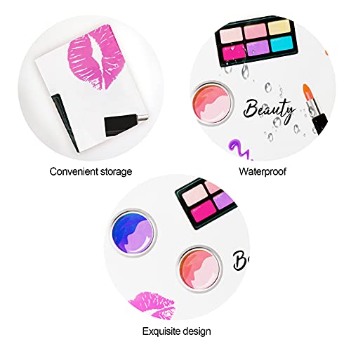 PHOGARY 2 Packs SPA Makeup Party Tablecovers, Cosmetics Makeup Theme Tablecloth, Disposable Plastic Rectangular Table Covers for Girls Spa Makeup Party Birthday Cocktail Party Decorations