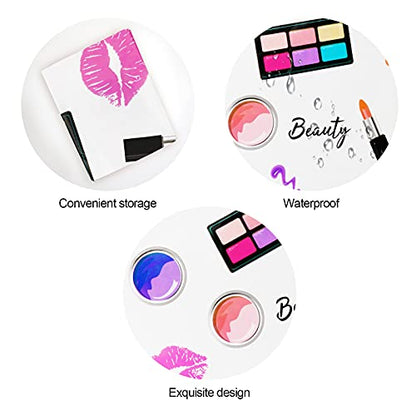 PHOGARY 2 Packs SPA Makeup Party Tablecovers, Cosmetics Makeup Theme Tablecloth, Disposable Plastic Rectangular Table Covers for Girls Spa Makeup Party Birthday Cocktail Party Decorations