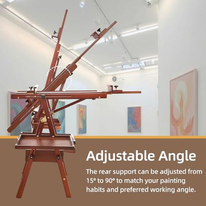 Horizontal Beechwood Studio Easel with Drawer and Palettes, Walnut - style: Horizontal Walnut