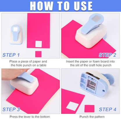 CHENGU 3 Pack Square Punch for Paper Craft, 1.5", 1", 0.6", Light Blue - color: Light Blue