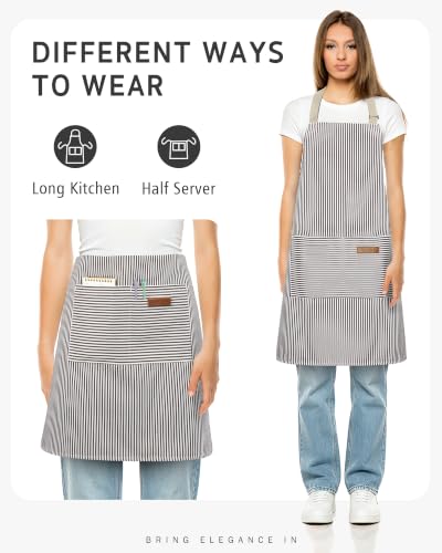 Syntus Chef Apron for Men Women with Pockets, Thick Grilling BBQ Apron - color: Brown/White