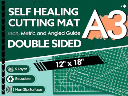 2 Packs Self Healing Cutting Mat Bulk 12"x18" Rotary Cutting Sewing Mats A3