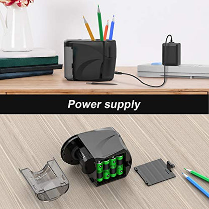 Electric Pencil Sharpener Heavy-Duty Helical Blade for 6-8mm Pencils Black - color: Black