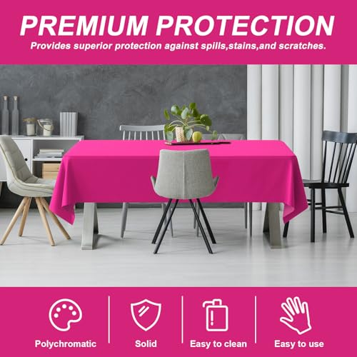 54IN X 320FT Plastic Table Cover Roll with Cutter Box, Cut to Size Plastic Table Cloths for Parties, Birthday, (Fuchsiae, 54"x3840"(Rectangular)) - color: Fuchsia, size: 3840" x 54" (Rectangular)