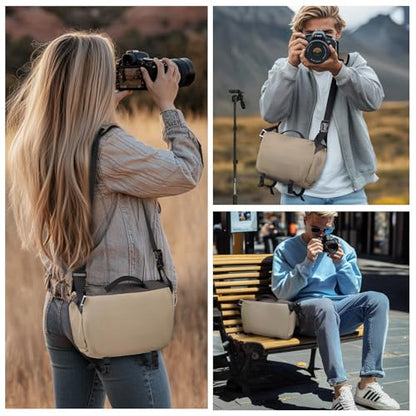 TAAOKA Camera Sling Bag, Waterproof Camera Case with Tripod Holder, DSLR/SLR/Mirrorless Cameras Shoulder Bag, Crossbody Camera Bags for Photography (Coffe) - color: COFFE