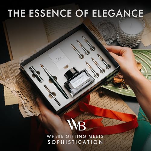 Wordsworth & Black Luxury Calligraphy Pen Set for Writing, 6 Nibs, Green - color: Green Chrome