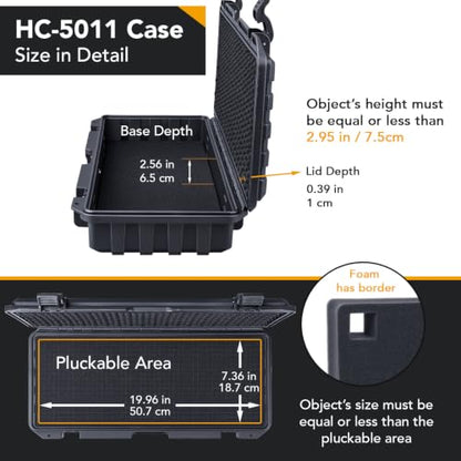 Lykus HC-5011 Waterproof Hard Case with Foam, Inner Size 19.96*7.36*2.95in - size: HC-5011