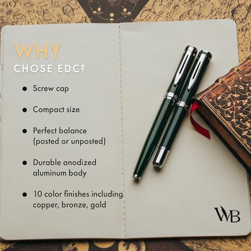 Wordsworth & Black Mini Pocket Fountain Pen for Writing, Medium Nib, Green - color: Racing Green