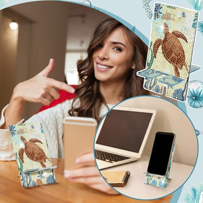 Saillong 6 Pcs Sea Animals Diamond Art Phone Stand, Cell Phone Holder - style: Sea Animals