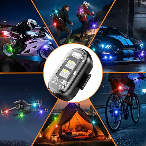 8Pcs Wireless LED Strobe Lights, High Brightness Wireless LED Strobe Light, 8 Colors 10 Flash Modes USB Charging Waterproof Anti-Collision Led Flashing Emergency Warning Light for Car Drone