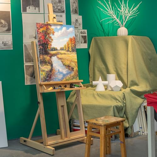 Beechwood H-Frame Artist Studio Easel with Storage Drawer, Natural - style: H Frame Easel Natural