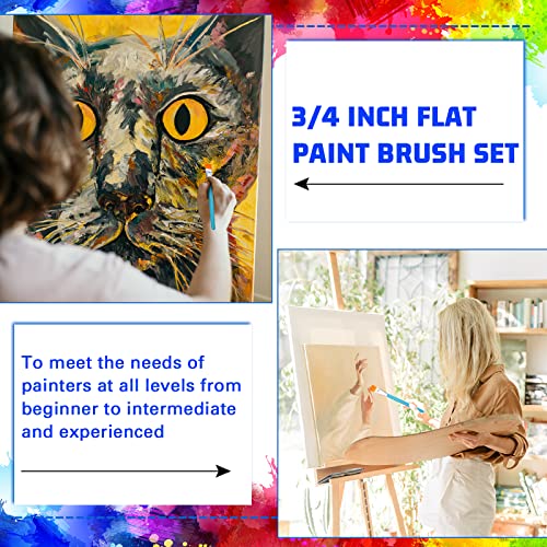 Zonon 30Pcs Paint Brush Bulk Small Flat Tip Acrylic Oil Brush, 3/4'', Blue - size: 3/4''