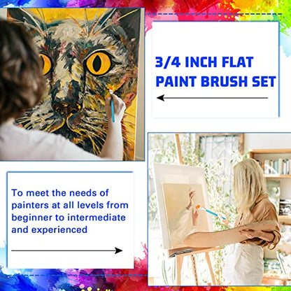 Zonon 30Pcs Paint Brush Bulk Small Flat Tip Acrylic Oil Brush, 3/4'', Blue - size: 3/4''