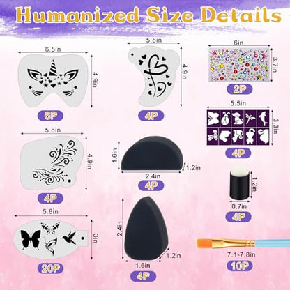 34+28Pcs Face Paint Stencils Kit, Suboyica Plastic Facial Painting Stencils