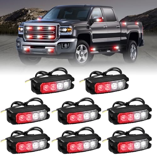 XRIDONSEN 8PCS Sync Grill Strobe Lights 32 LED Grille Lights - color: Red/White