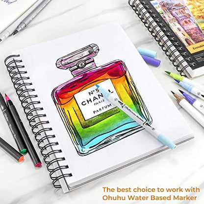 Ohuhu 7"x10" Mix Media Pad Art Sketchbook 62 Sheets for Painting Drawing - size: 7" x 10"
