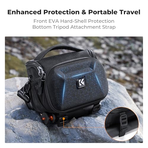 K&F CONCEPT Camera Shoulder Bag, Hardshell Camera Case with Tripod Holder - size: S